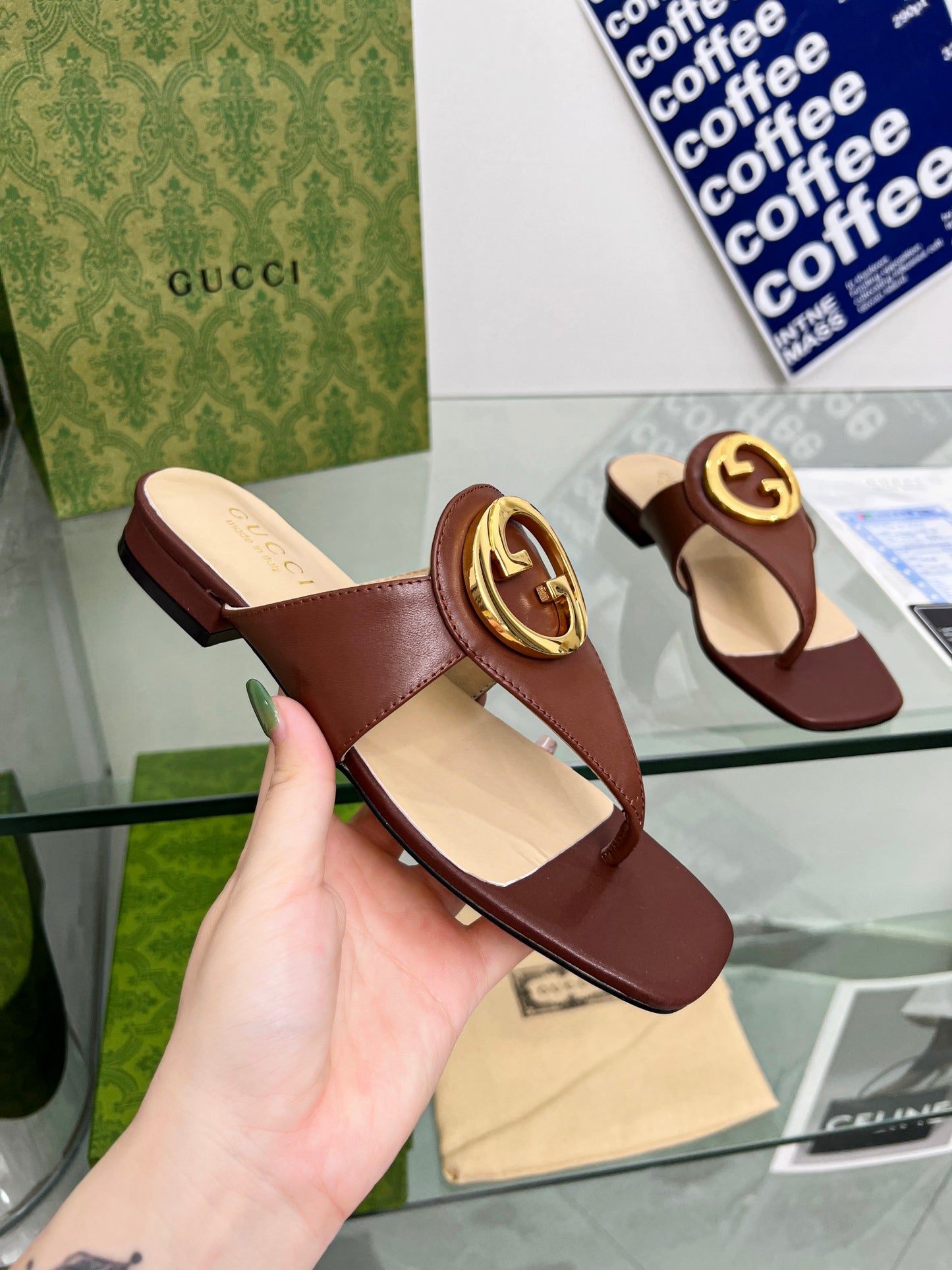 2023 Gucci-Inspired Square Toe Flip-Flops – Rubber or Leather Sole