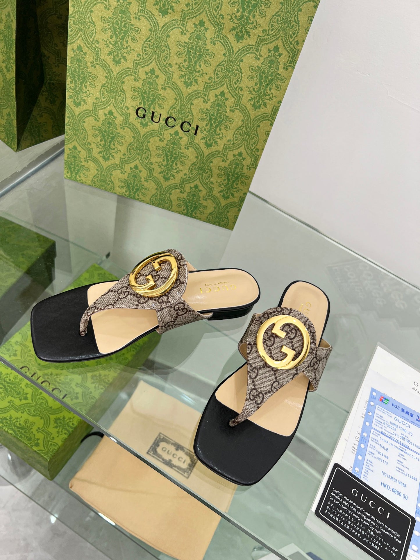 2023 Gucci-Inspired Square Toe Flip-Flops – Rubber or Leather Sole