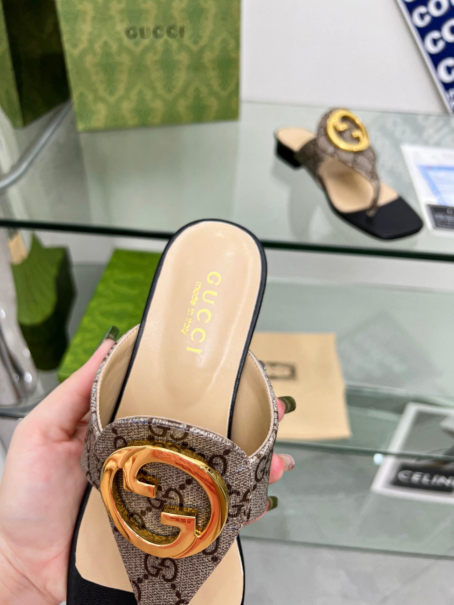 2023 Gucci-Inspired Square Toe Flip-Flops – Rubber or Leather Sole