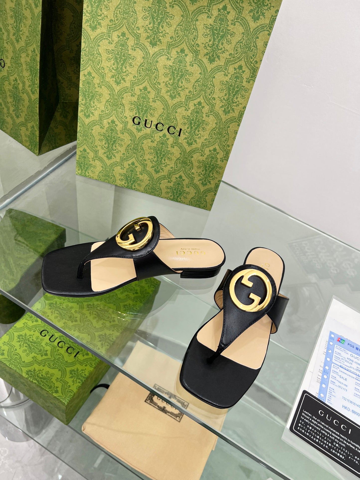 2023 Gucci-Inspired Square Toe Flip-Flops – Rubber or Leather Sole