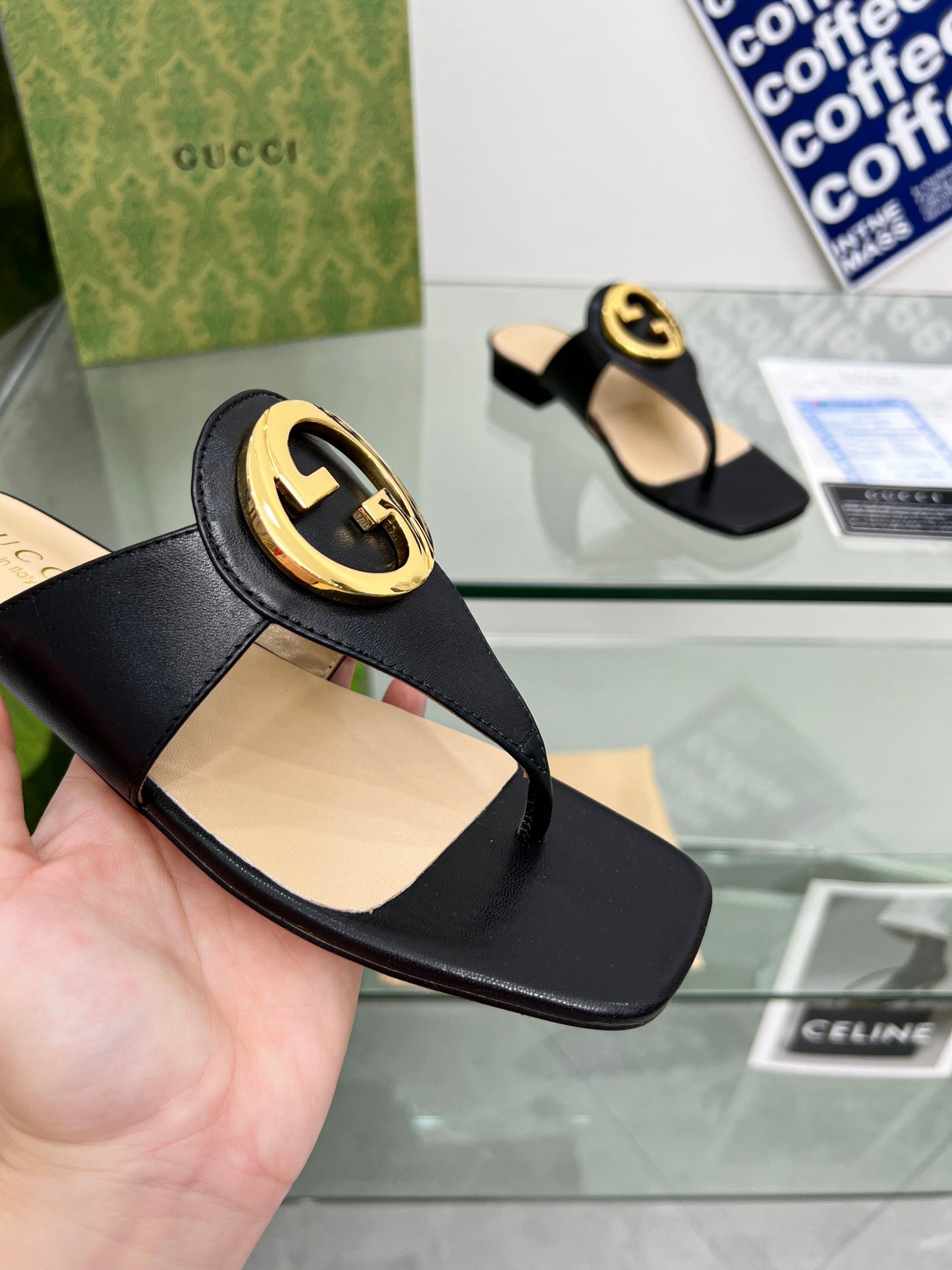 2023 Gucci-Inspired Square Toe Flip-Flops – Rubber or Leather Sole