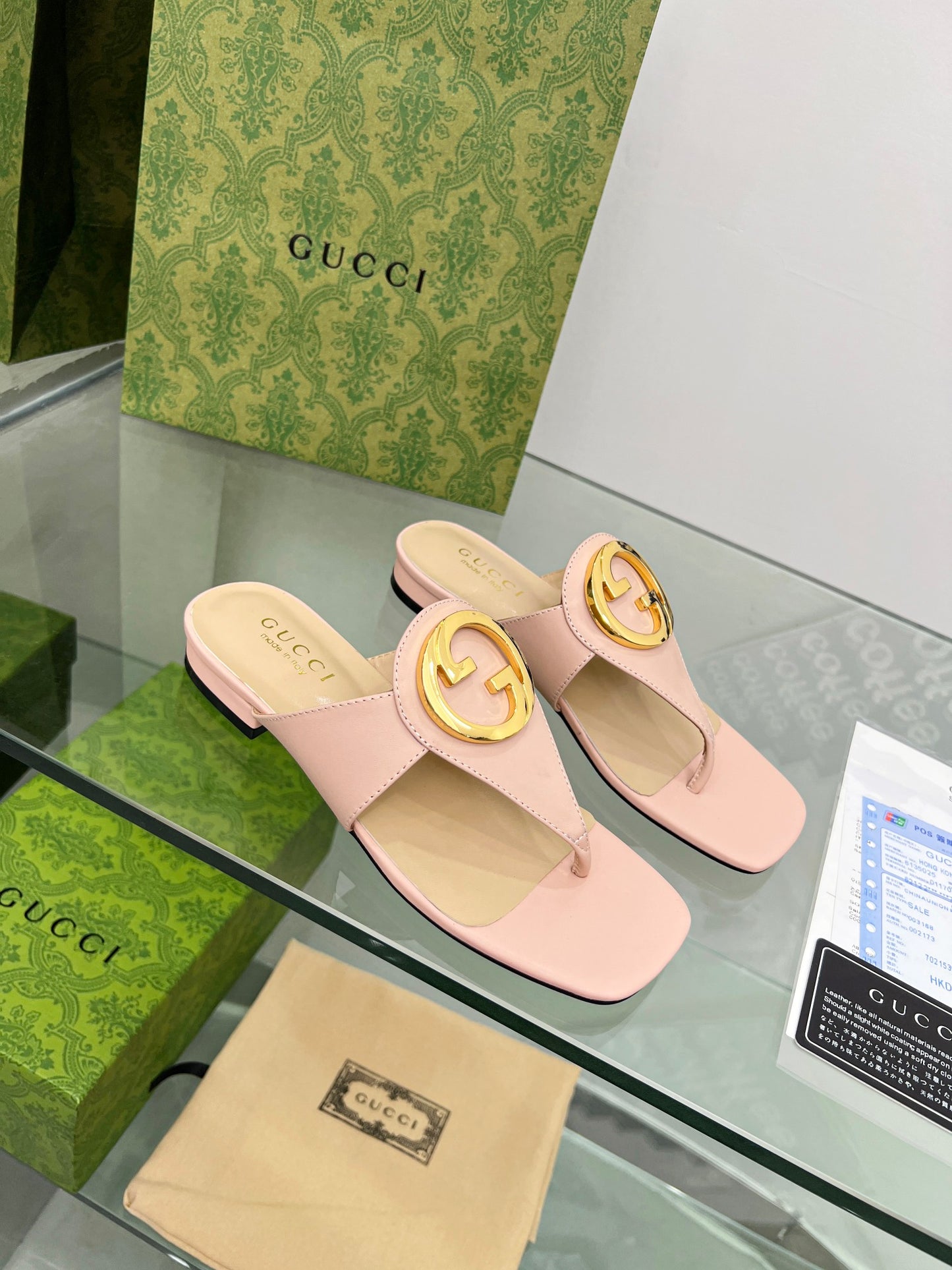 2023 Gucci-Inspired Square Toe Flip-Flops – Rubber or Leather Sole