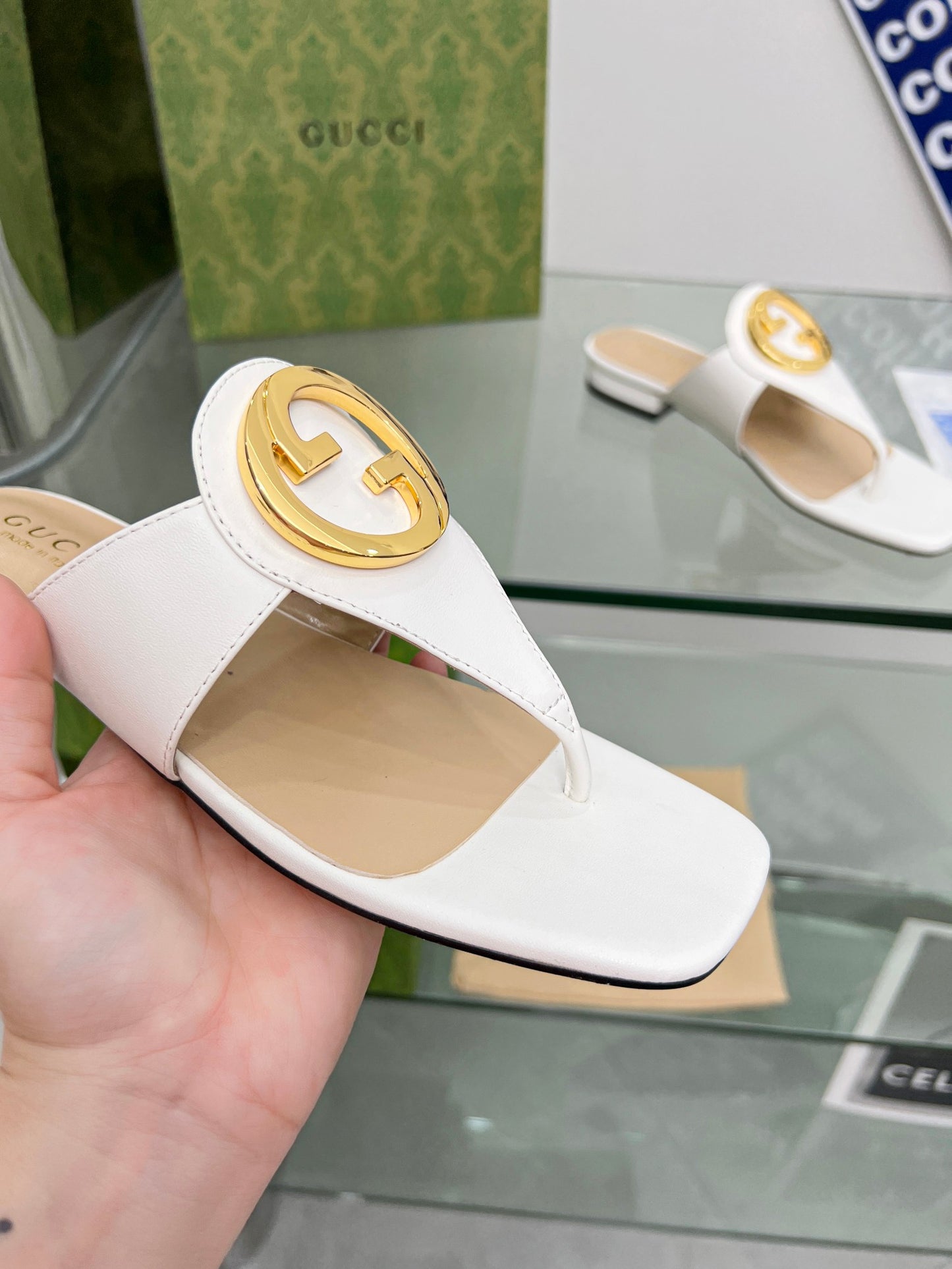 2023 Gucci-Inspired Square Toe Flip-Flops – Rubber or Leather Sole