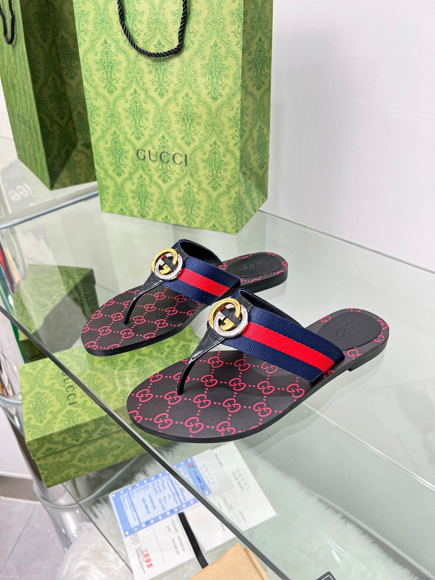 Gucci-Inspired Classic Flip-Flops with Double G Hardware