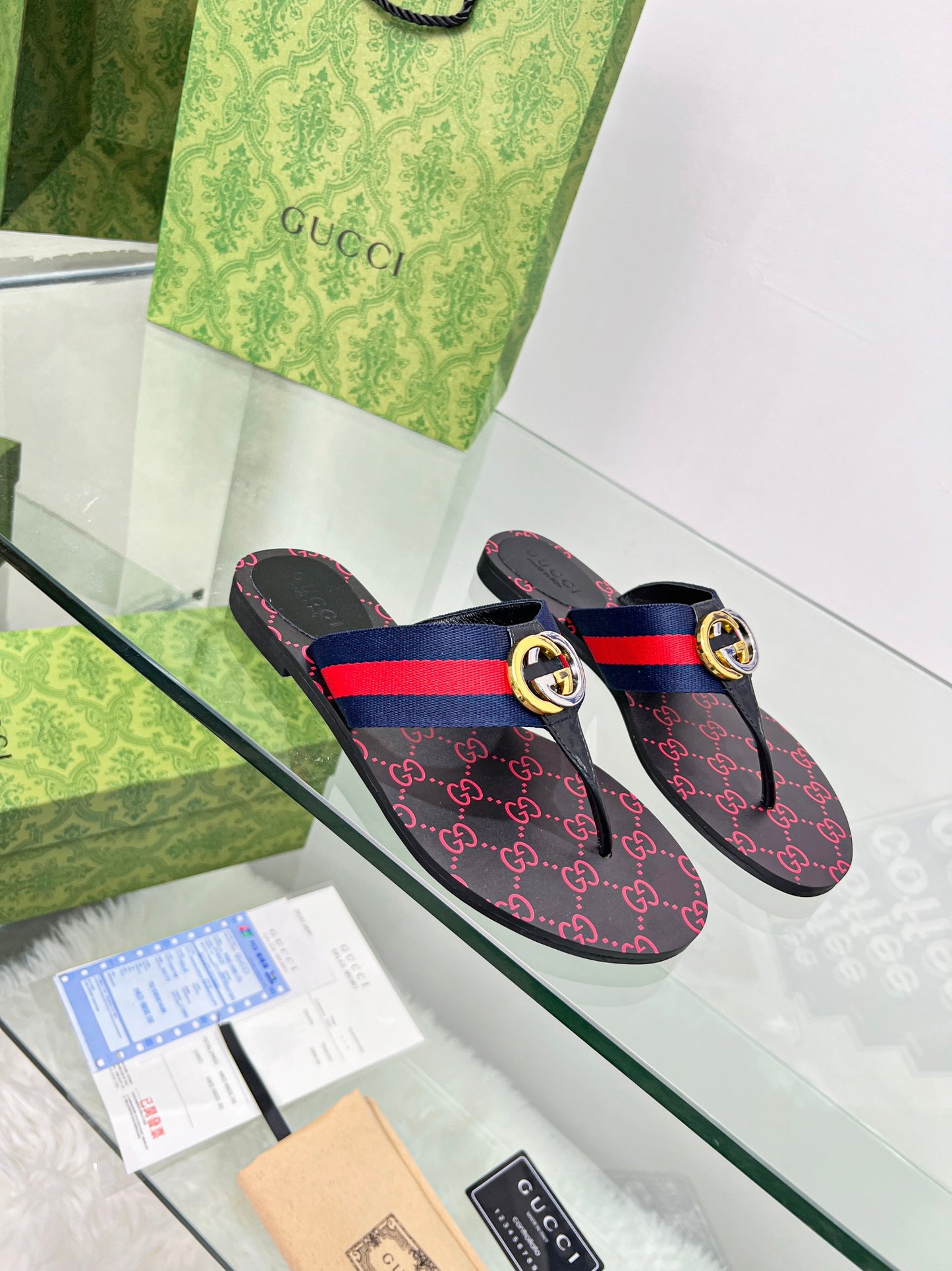 Gucci-Inspired Classic Flip-Flops with Double G Hardware