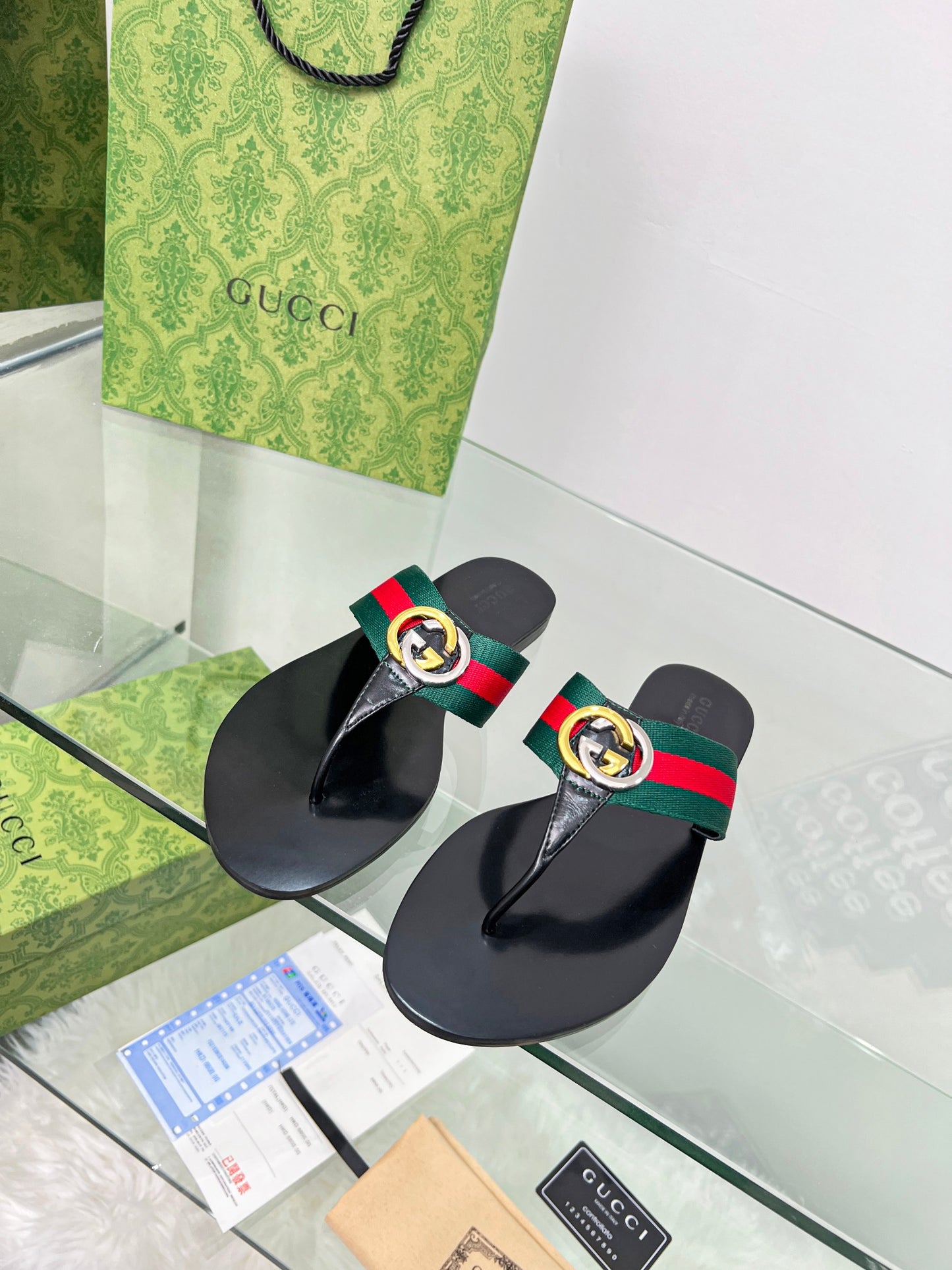 Gucci-Inspired Classic Flip-Flops with Double G Hardware