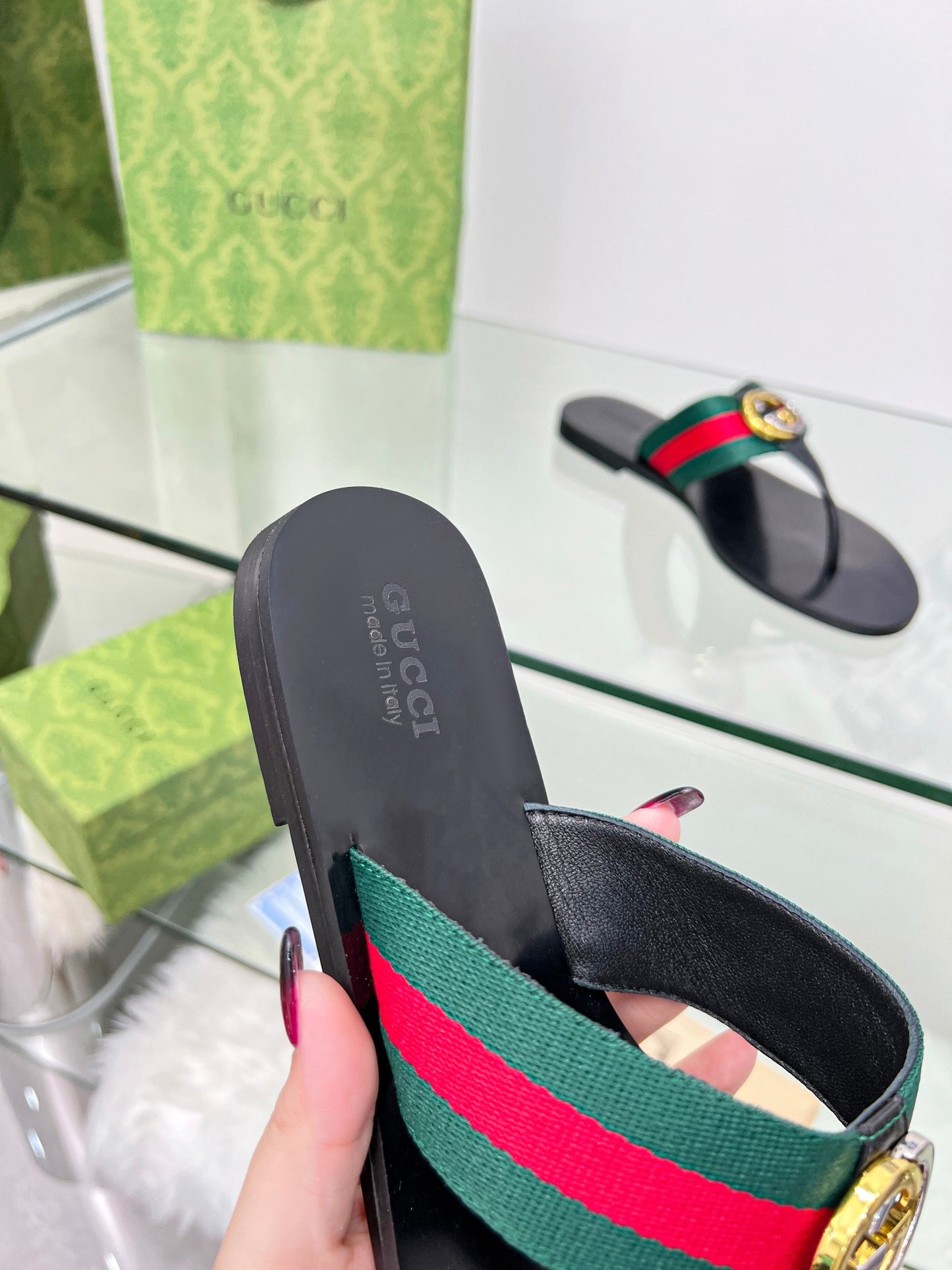 Gucci-Inspired Classic Flip-Flops with Double G Hardware