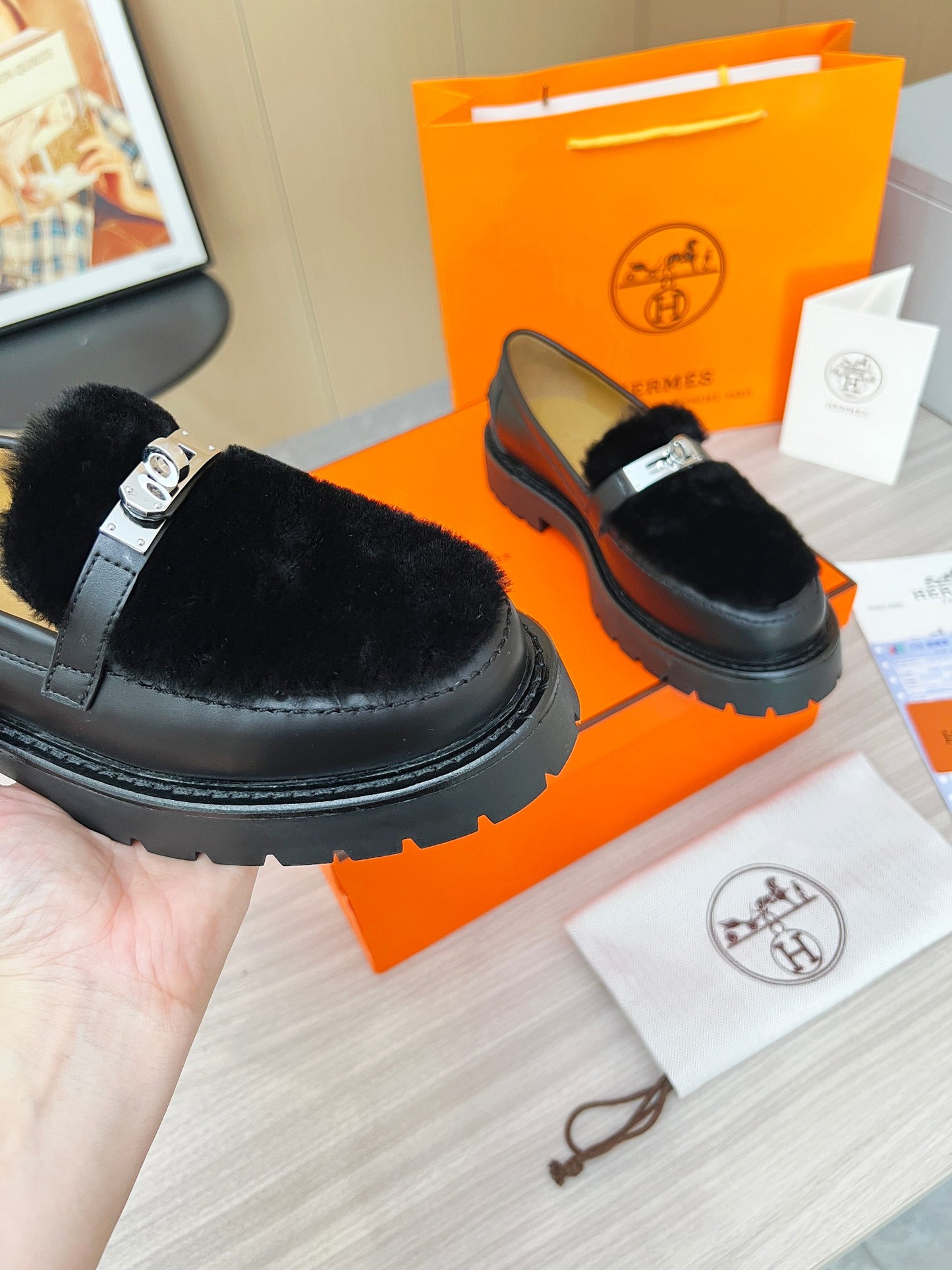 Hermes 2024 Fall Collection Handmade Luxury Shoes blk
