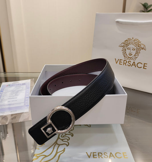Versace Belt – Soft Calfskin & 3D Medusa Buckle