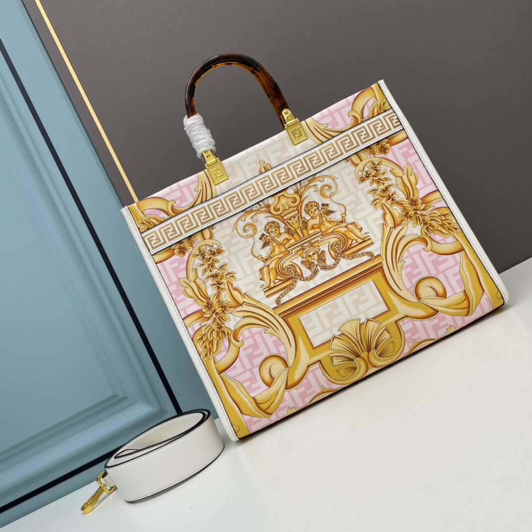 FENDI X Versace Printed Tote Bag Pink