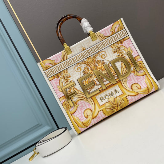 FENDI X Versace Printed Tote Bag Pink