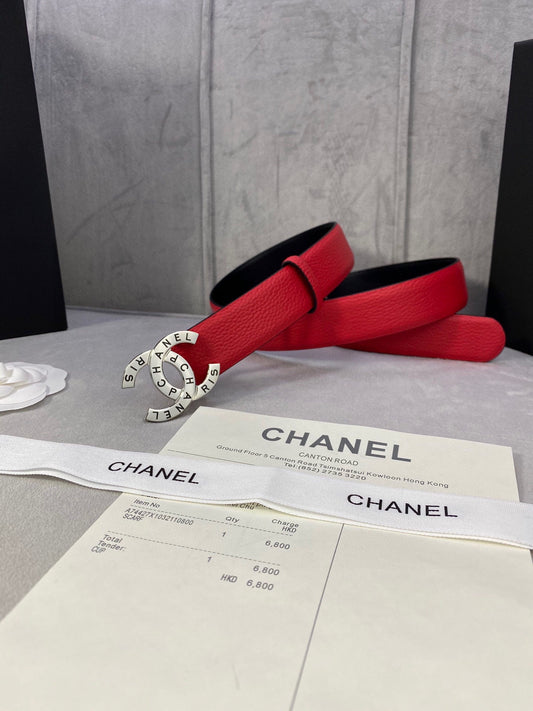Chanel Belt – Grainy Leather & Steel Buckle