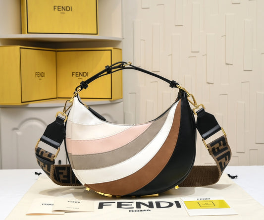 FENDI Mini Crescent Shoulder Bag 2196 with Adjustable Strap
