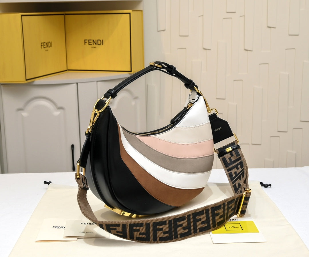 FENDI Mini Crescent Shoulder Bag 2196 with Adjustable Strap