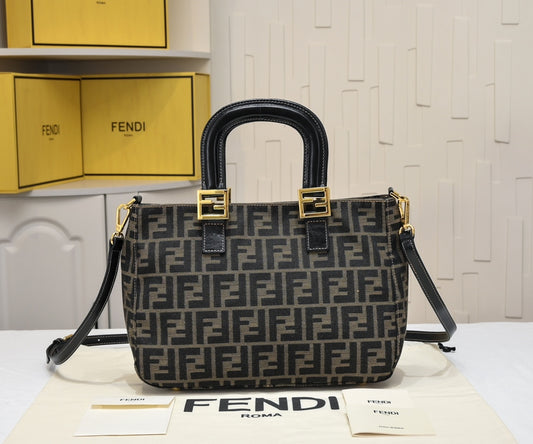 FENDI Monogram Jacquard Tote Bag 7706 Gold