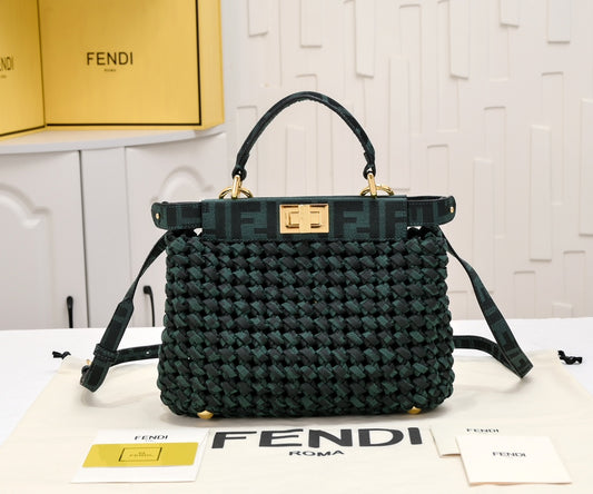 FENDI New Monogram Woven Peekaboo Bag 7715 blk