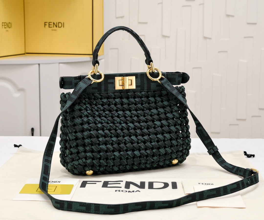 FENDI New Monogram Woven Peekaboo Bag 7715 blk