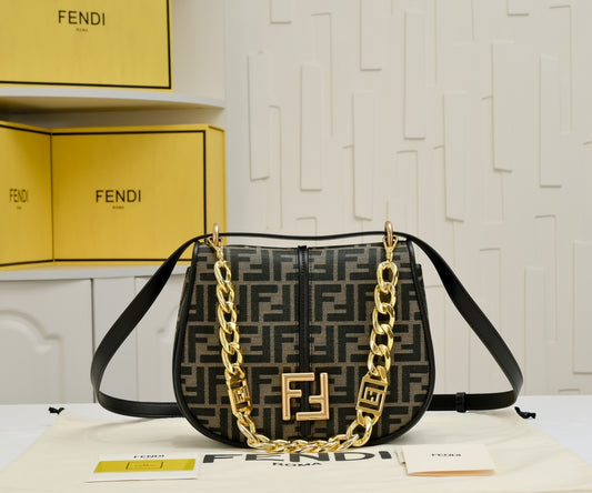 FENDI C'Mon Large Bag 6652 with Chain blk