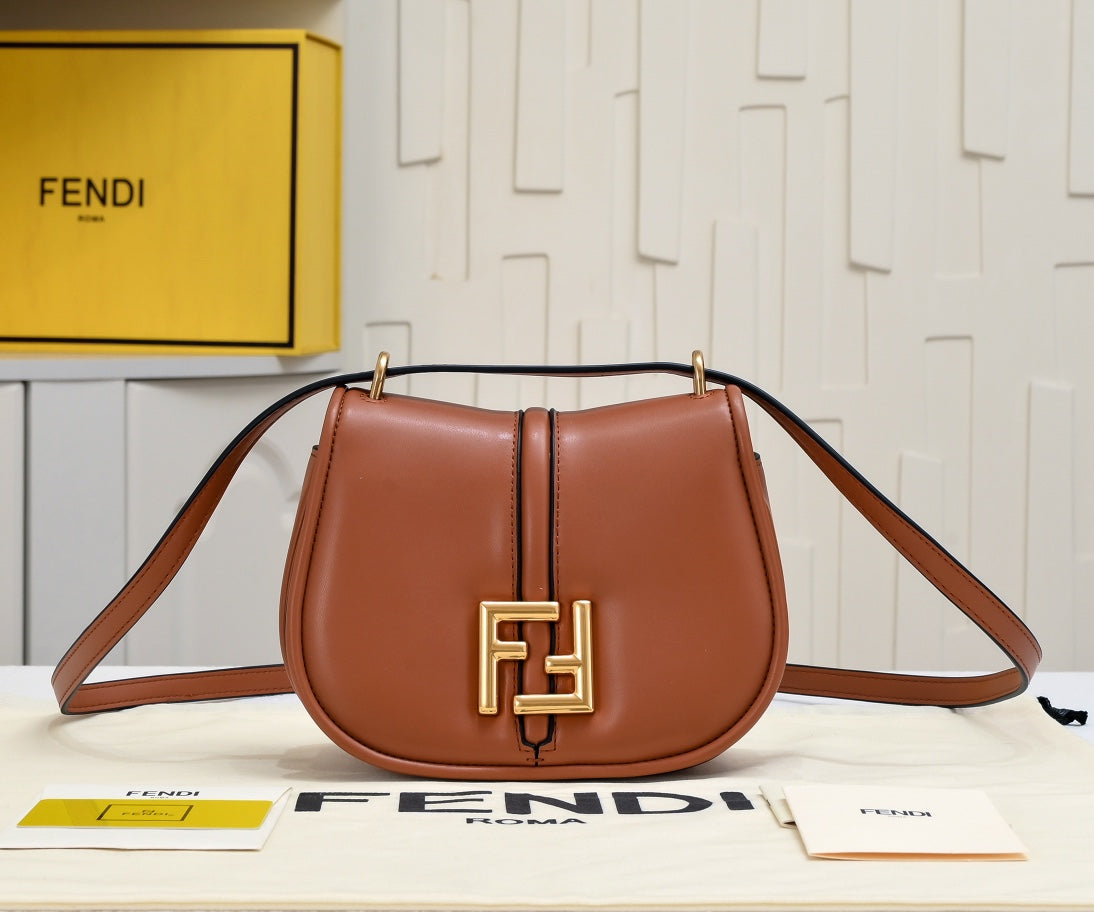 FENDI C'Mon Mini Bag 6651 with Chain Brn