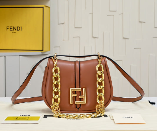 FENDI C'Mon Mini Bag 6651 with Chain Brn