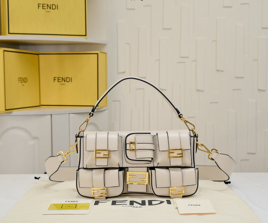 FENDI Baguette 3312 Multi-Pocket Handbag Wh