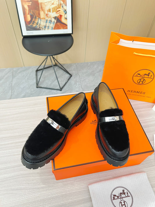 Hermes 2024 Fall Collection Women's Handmade Luxury Leather Shoes