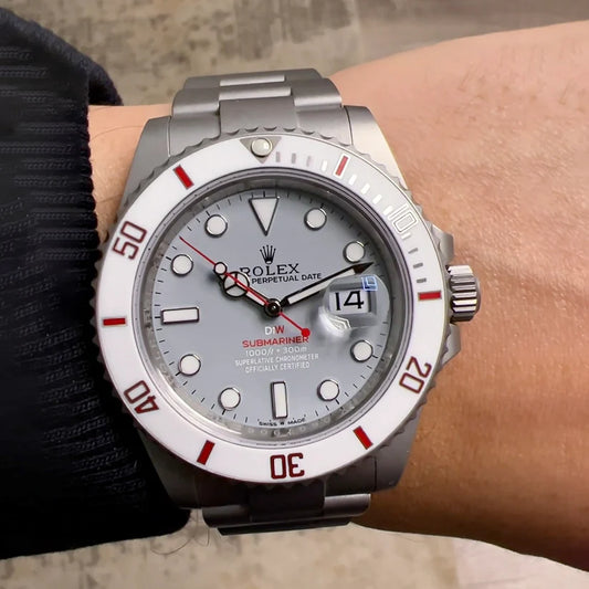 Submariner Parakeet – Custom White Ceramic Bezel & Grey Dial