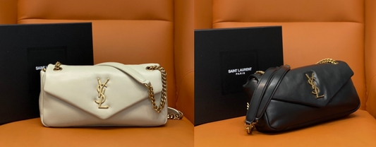 YSL CALYPSO 734153 Chain Bag – Italian Lambskin in Black & White