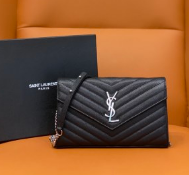 YSL 360452 Black & Silver Chain Crossbody Bag