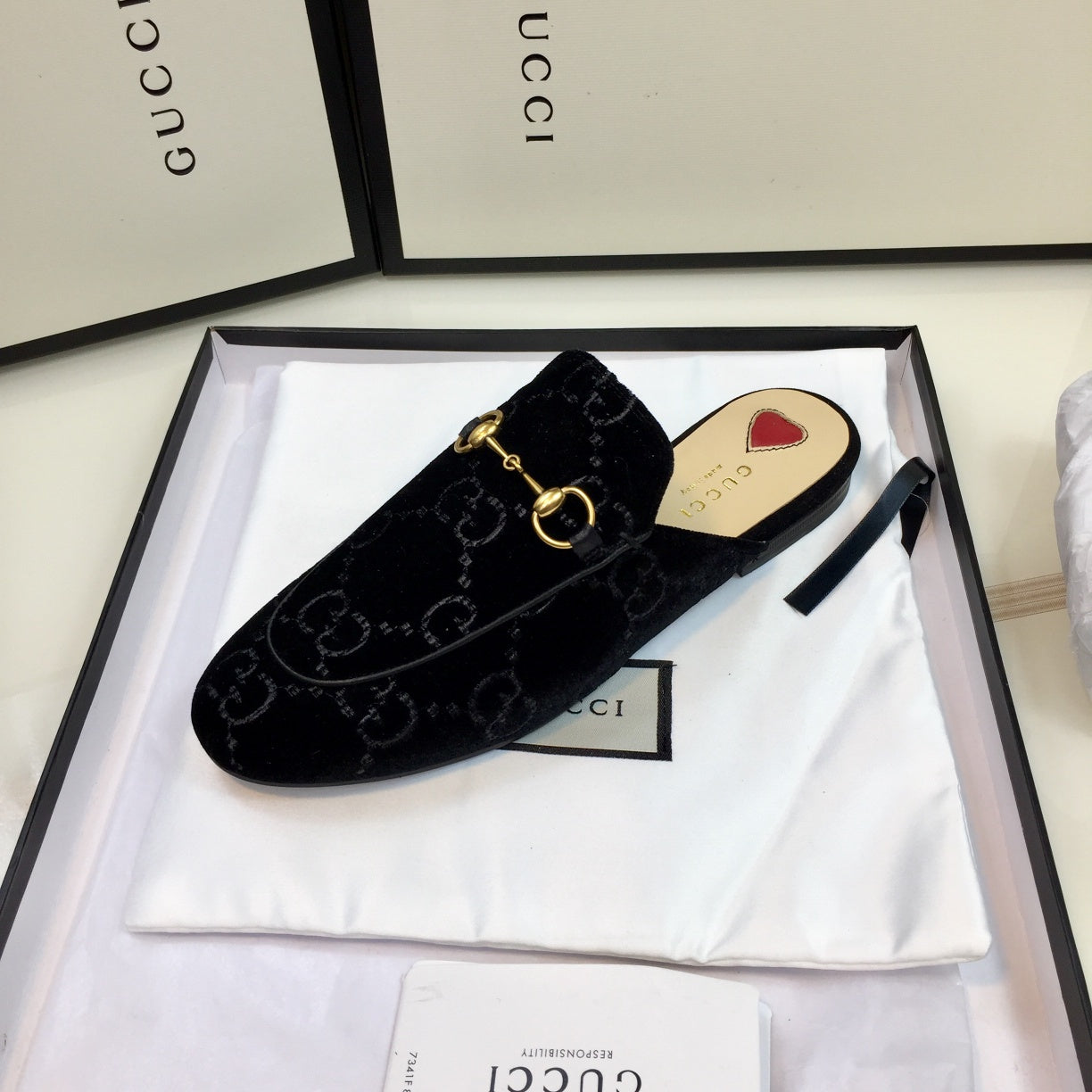 GUCCI Classic 3D  Print Flat Mule Shoes