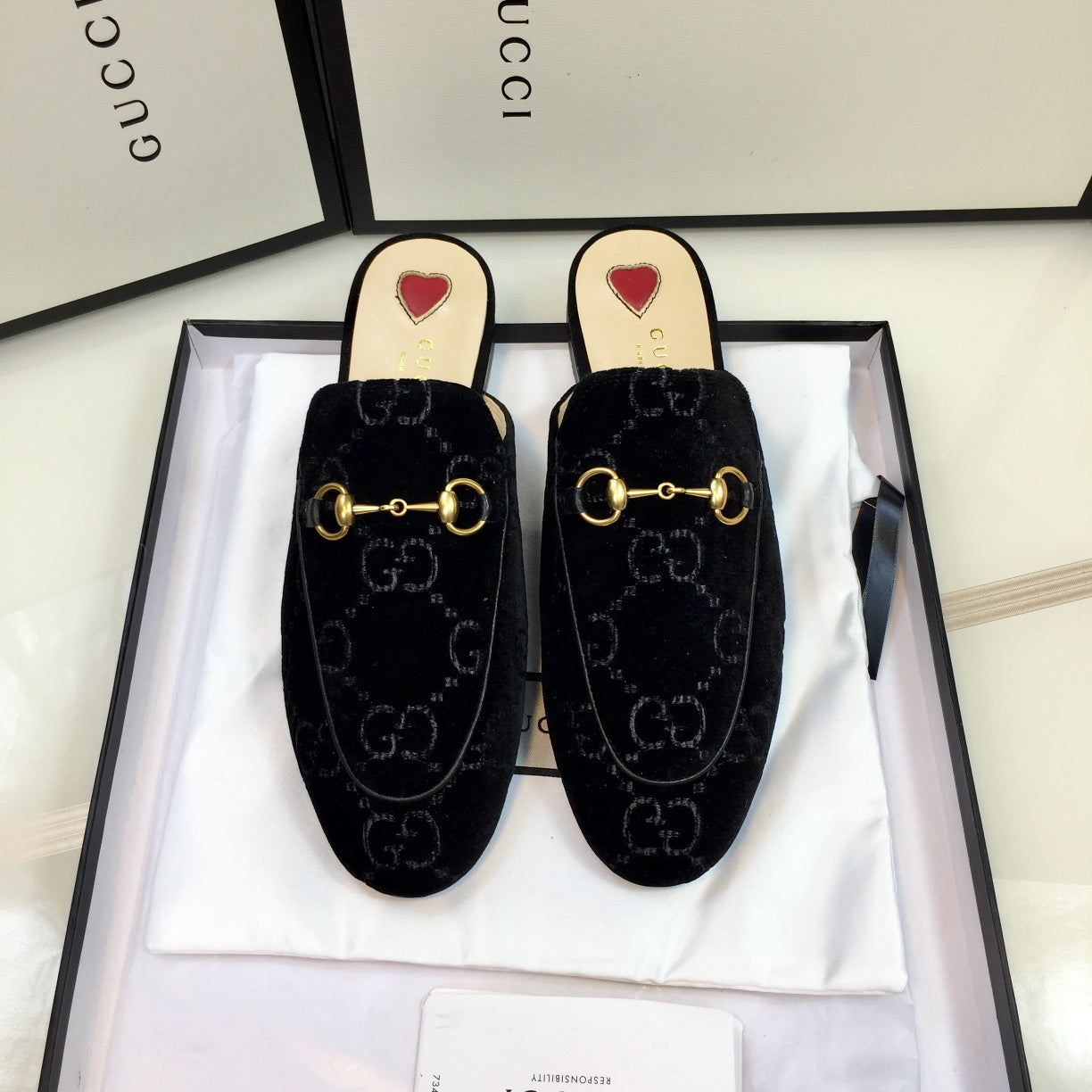 GUCCI Classic 3D  Print Flat Mule Shoes