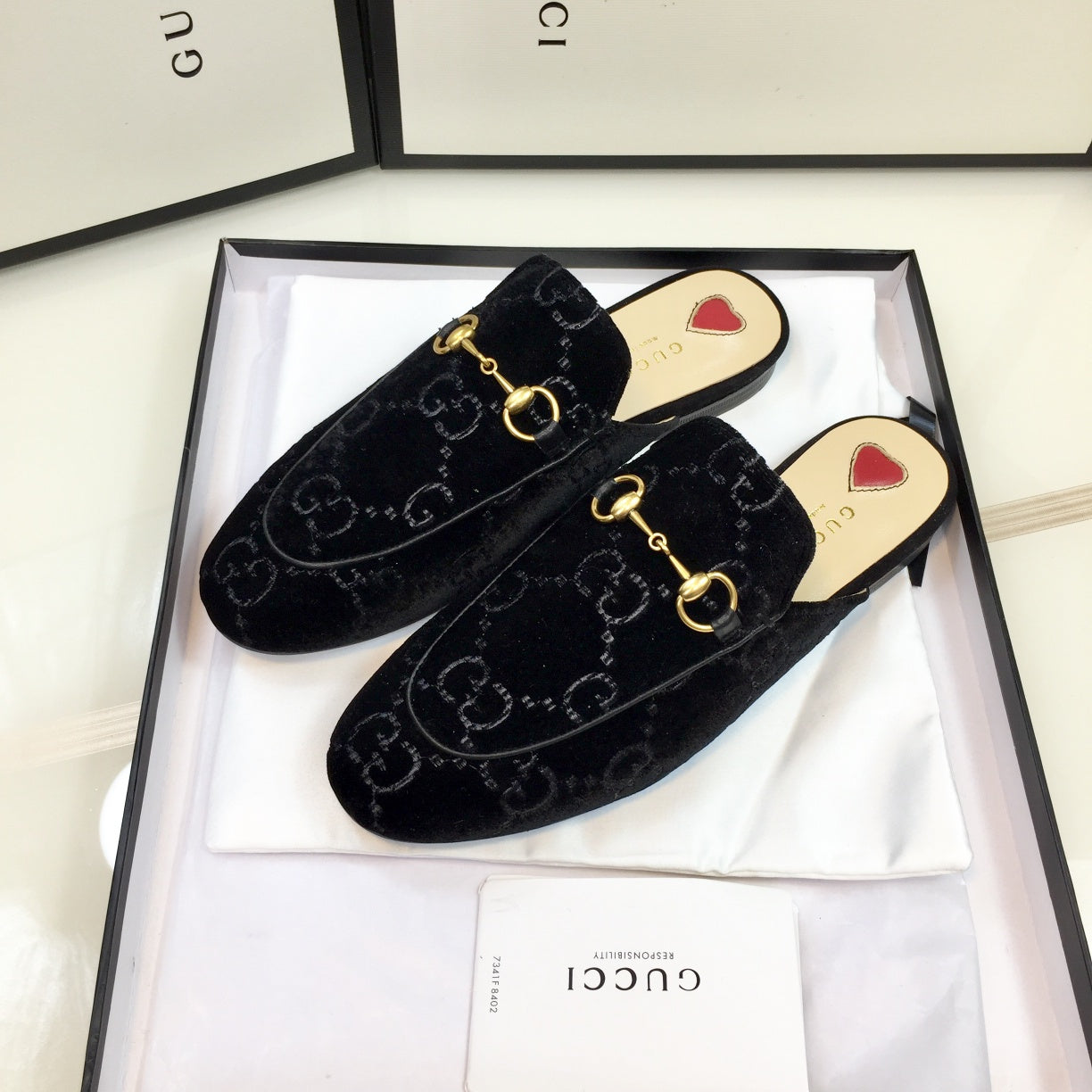GUCCI Classic 3D  Print Flat Mule Shoes