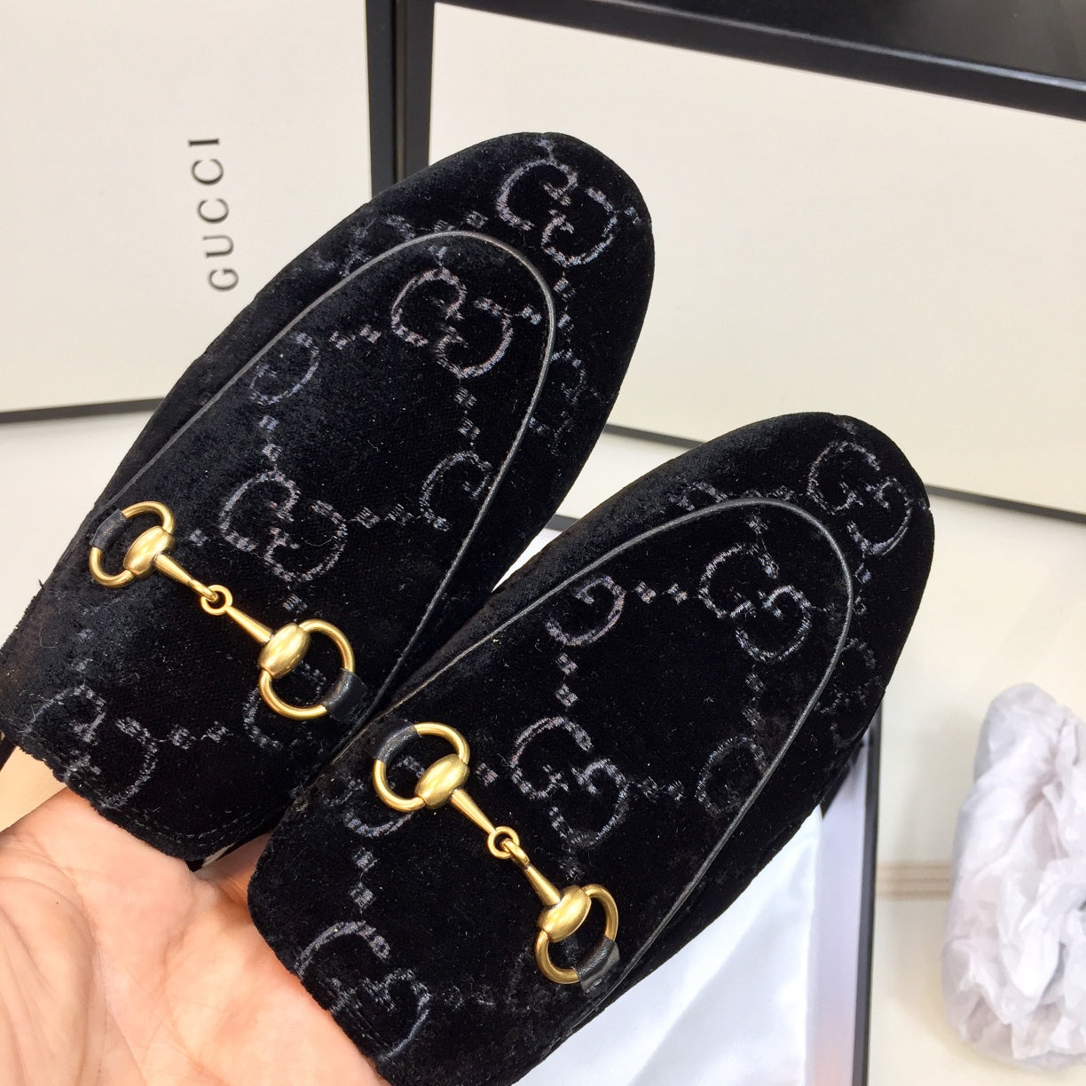 GUCCI Classic 3D  Print Flat Mule Shoes
