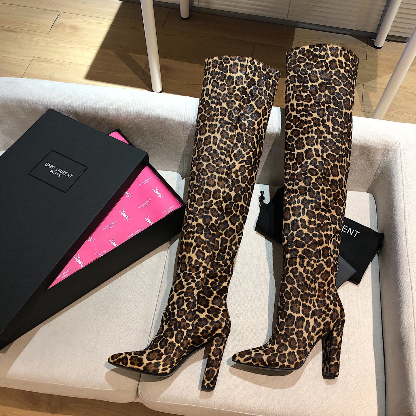 Saint Laurent YSL High-Heel Knee Boots