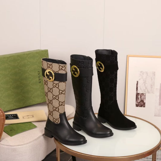 Gucci-Inspired Knee-High Boots with Double G Buckle:06