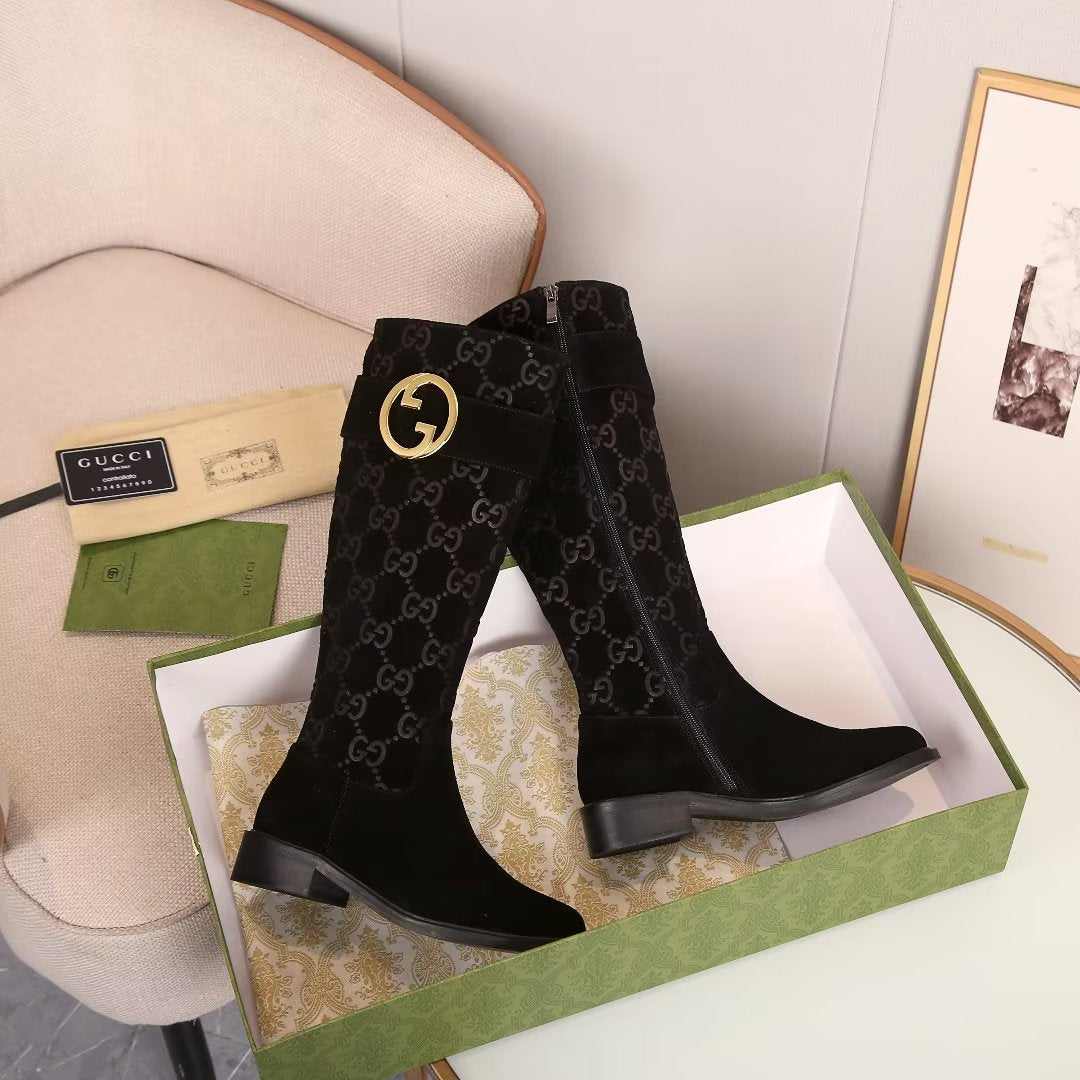 Gucci-Inspired Knee-High Boots with Double G Buckle:06