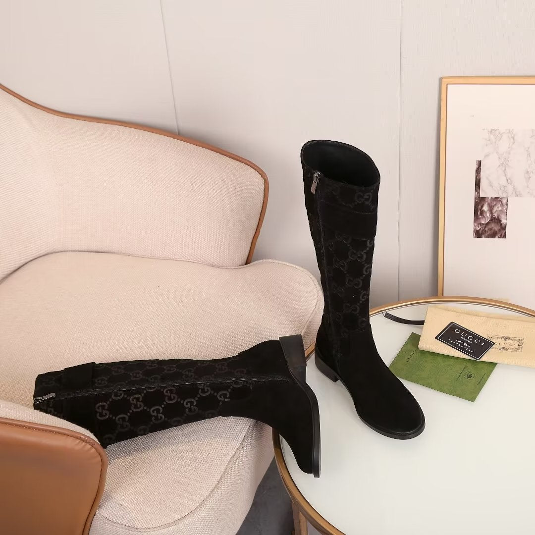 Gucci-Inspired Knee-High Boots with Double G Buckle:06