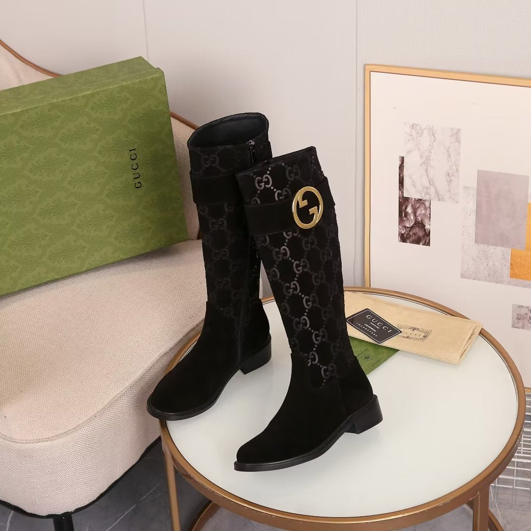 Gucci-Inspired Knee-High Boots with Double G Buckle:06