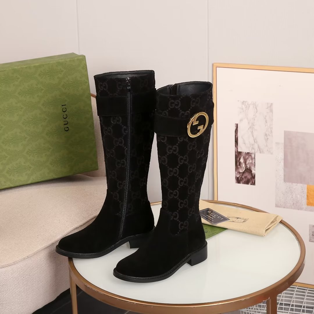 Gucci-Inspired Knee-High Boots with Double G Buckle:06