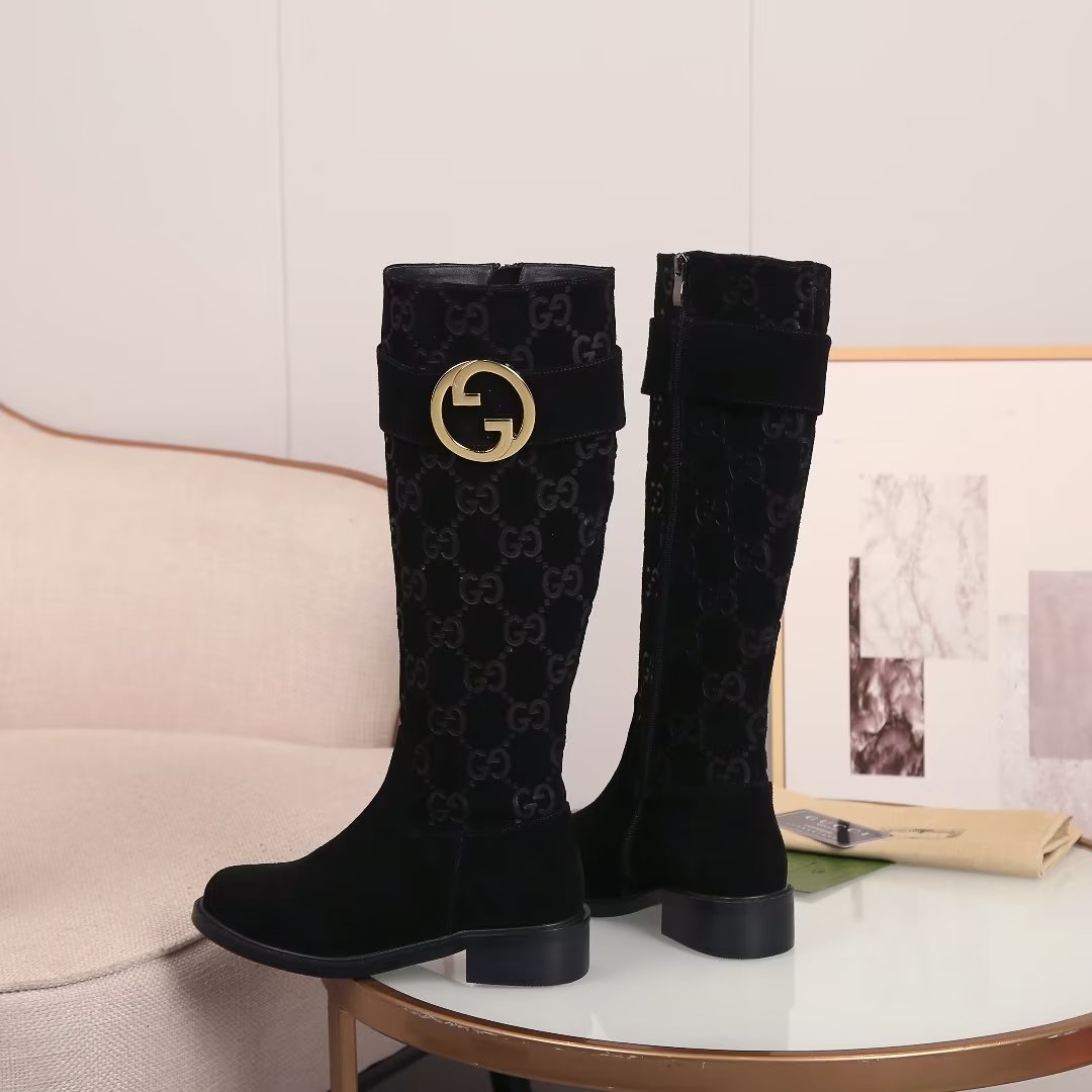 Gucci-Inspired Knee-High Boots with Double G Buckle:06