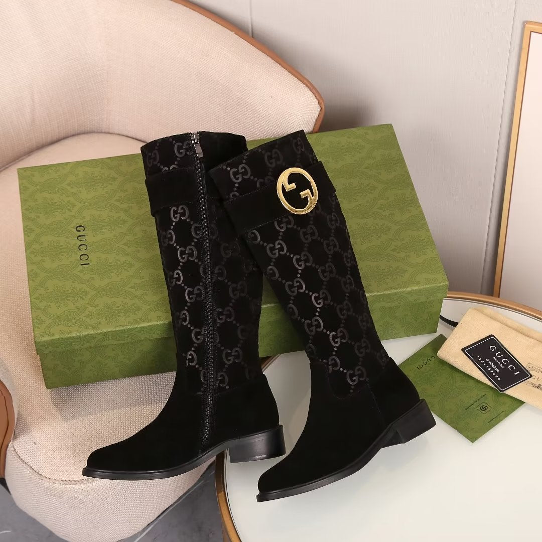 Gucci-Inspired Knee-High Boots with Double G Buckle:06