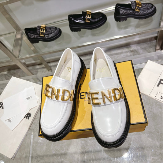 FENDI Graphy Fall/Winter Loafers with Gold Metal Accents