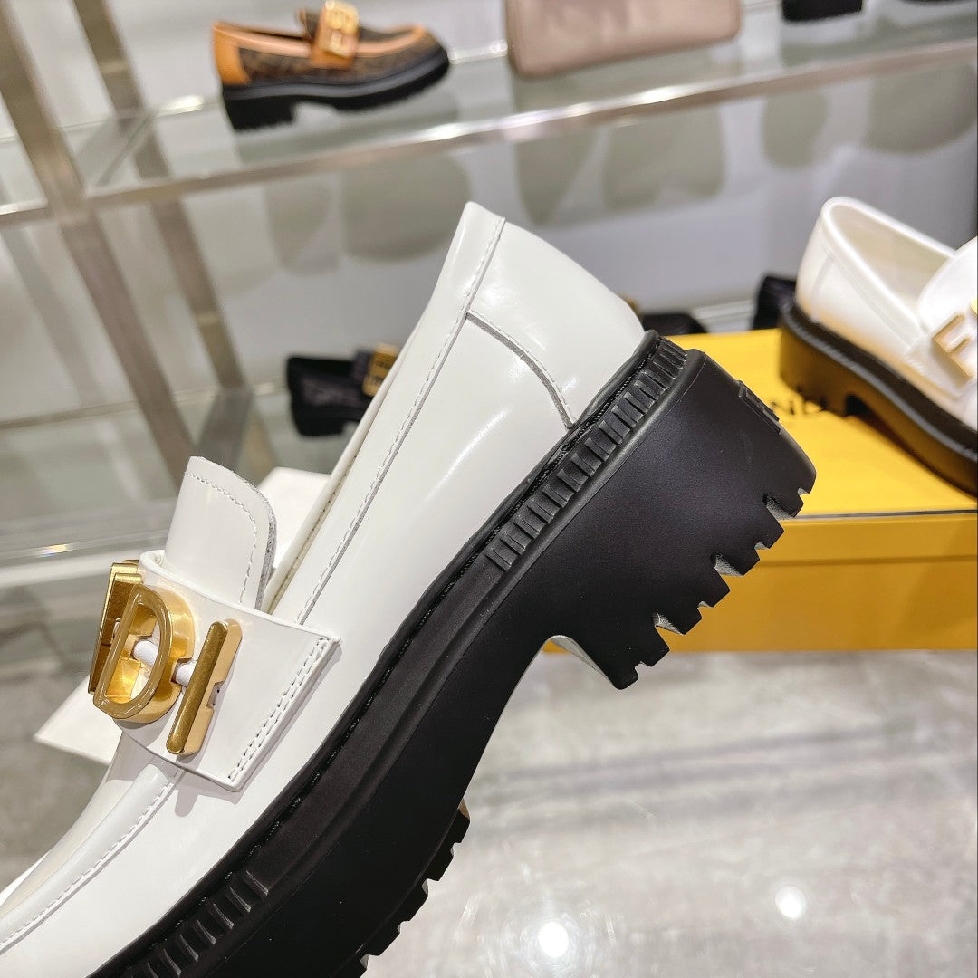 FENDI Graphy Fall/Winter Loafers with Gold Metal Accents