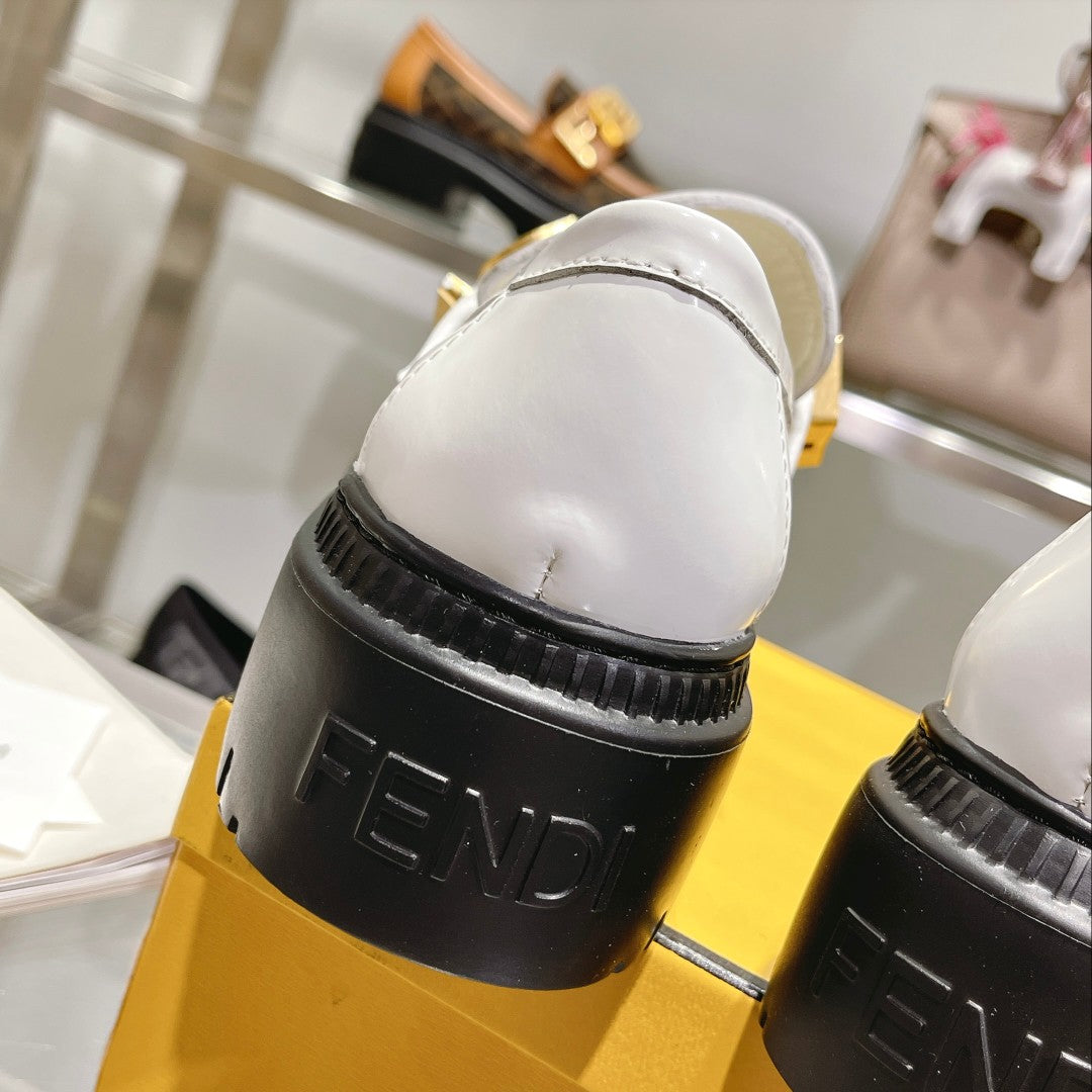 FENDI Graphy Fall/Winter Loafers with Gold Metal Accents