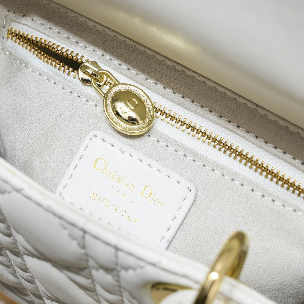 Lady ABCDior Lambskin Bag – Black, White, Pink & Gray | Cannage Quilting + Enamel Charms
