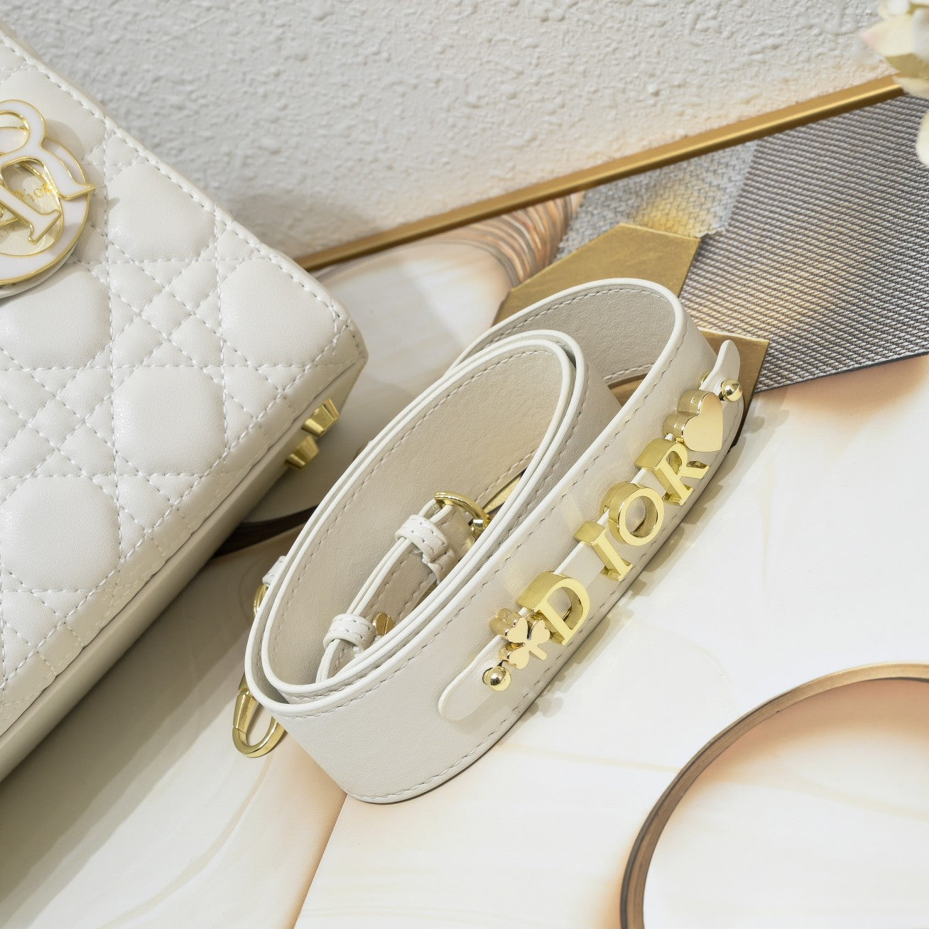 Lady ABCDior Lambskin Bag – Black, White, Pink & Gray | Cannage Quilting + Enamel Charms