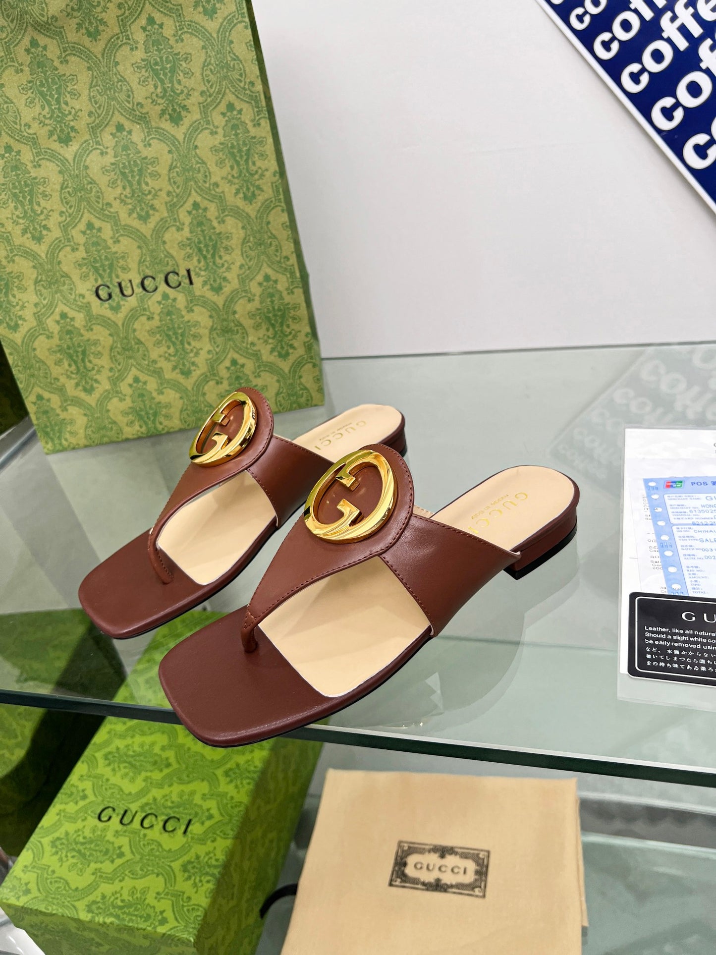 2023 Gucci-Inspired Square Toe Flip-Flops – Rubber or Leather Sole
