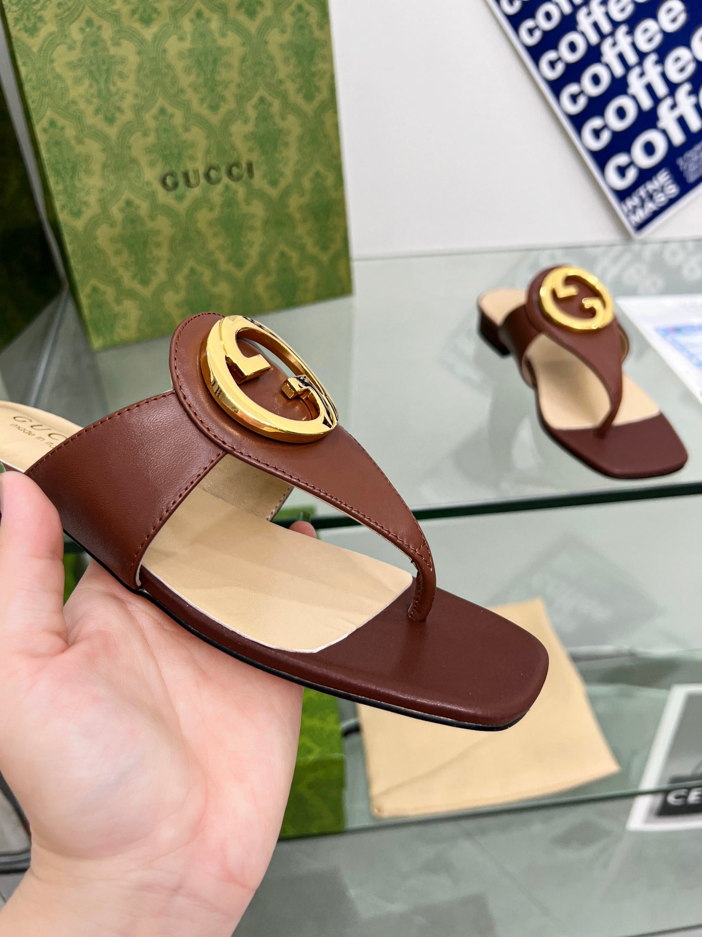 2023 Gucci-Inspired Square Toe Flip-Flops – Rubber or Leather Sole