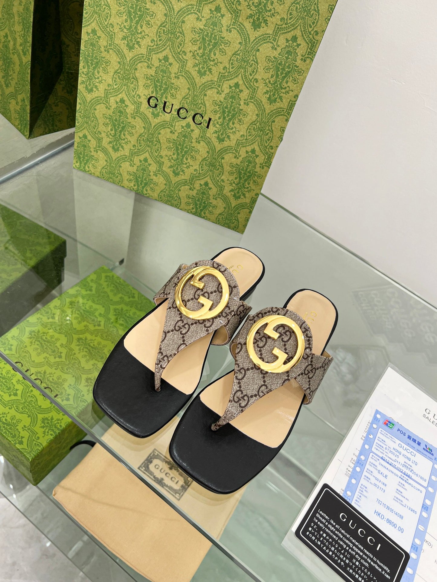 2023 Gucci-Inspired Square Toe Flip-Flops – Rubber or Leather Sole