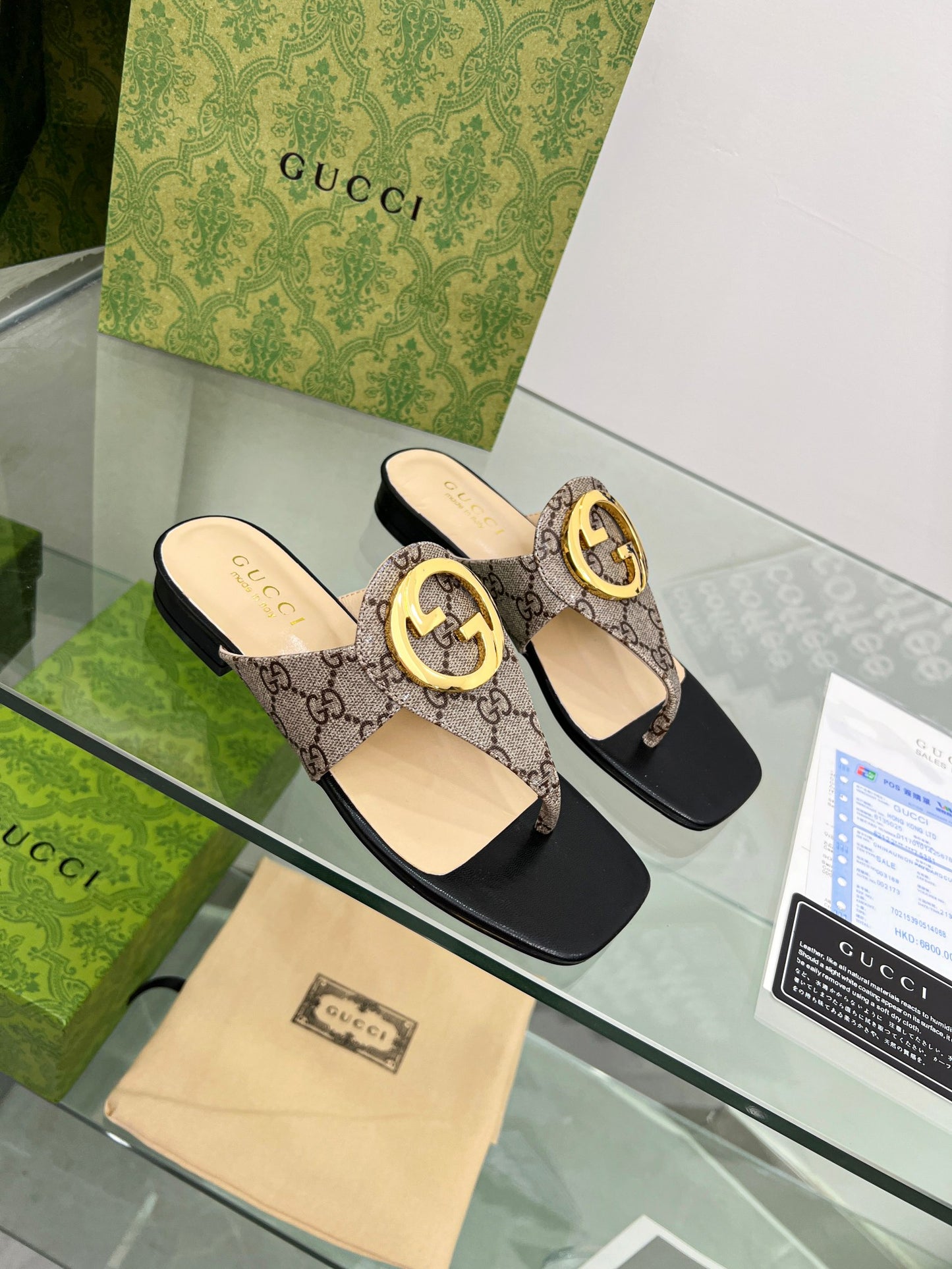 2023 Gucci-Inspired Square Toe Flip-Flops – Rubber or Leather Sole